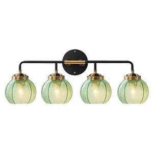 Modern Vanity Light Bathroom 4-Light Fixtures Emerald Green Glass | Vintage 5.9inch Globe Shade Vanity Table Indoor Deco Lighting Black Gold Finish E26 Base, Mirror Over , Kitchen, Cabinet Modern Vanity Light Bathroom 4-Light Fixtures Emerald Green Glass | Vintage 5.9inch Globe Shade Vanity Table Indoor Deco Lighting Black Gold Finish E26 Base, Mirror Over , Kitchen, Cabinet