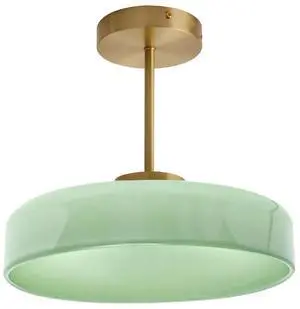 Gold Brass Semi Flush Mount Ceiling Light - Milk Green Glass Shade, 13.8 Inch Mid Century Modern Close to Ceiling Lamp, E26 Light Fixture for Hallway Foyer Bedroom Entryway Pantry Gold Brass Semi Flush Mount Ceiling Light - Milk Green Glass Shade, 13.8 Inch Mid Century Modern Close to Ceiling Lamp, E26 Light Fixture for Hallway Foyer Bedroom Entryway Pantry