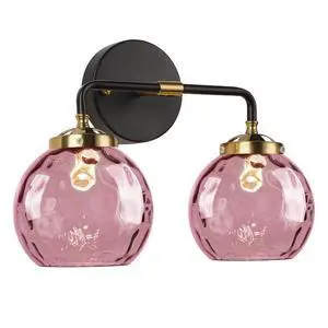 2-Lights Pink Bathroom Vanity Light Fixture Modern Glass Globe Wall Sconce Vintage Hammer Glass Vanity Lights Bathroom Over Mirror Wall Lamp Black for Hallway Living Room Stairwell 2-Lights Pink Bathroom Vanity Light Fixture Modern Glass Globe Wall Sconce Vintage Hammer Glass Vanity Lights Bathroom Over Mirror Wall Lamp Black for Hallway Living Room Stairwell
