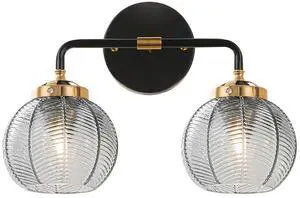 Vintage Bathroom Vanity Light Fixture Modern Wall Sconce Over Mirror | Thick Glass Ribbed Smoky Gray Globe Lamp Shade Mid Century Black Gold Vanity Lights Fixtures for Farmhouse Dining Room above Vintage Bathroom Vanity Light Fixture Modern Wall Sconce Over Mirror | Thick Glass Ribbed Smoky Gray Globe Lamp Shade Mid Century Black Gold Vanity Lights Fixtures for Farmhouse Dining Room above