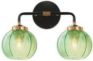 Bathroom Wall Light Emerald Green 2-Lights Leaf Texture Glass Shade | Modern Vanity Light Fixtures 15cm/5.9 Thick Globe Glass Shade Mid Century Wall Lamp Sconce Over Mirror Living Room Cabinet Bathroom Wall Light Emerald Green 2-Lights Leaf Texture Glass Shade | Modern Vanity Light Fixtures 15cm/5.9 Thick Globe Glass Shade Mid Century Wall Lamp Sconce Over Mirror Living Room Cabinet
