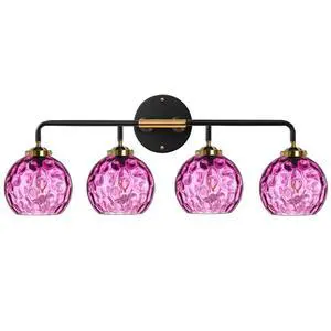 Modern Bathroom Vanity Light Fixture 4 Light Glass Globe Sconce Purple Wall Sconce Lights Pink Vanity Lamp Mid-Century Wall Light with Hammer Glass Shade Vanity Lights for Over Mirror Modern Bathroom Vanity Light Fixture 4 Light Glass Globe Sconce Purple Wall Sconce Lights Pink Vanity Lamp Mid-Century Wall Light with Hammer Glass Shade Vanity Lights for Over Mirror