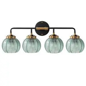 4-Lights Bathroom Light fixtures Glass Vanity Light Green Bathroom Sconce Mid Century Modern Wall Lamp,Black Gold Art Deco Vanity Light for Over Mirror Bedroom Hallway Dining Room 4-Lights Bathroom Light fixtures Glass Vanity Light Green Bathroom Sconce Mid Century Modern Wall Lamp,Black Gold Art Deco Vanity Light for Over Mirror Bedroom Hallway Dining Room