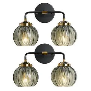 2 Light Bathroom Vanity Light Black and Gold Vanity Lights Vintage | Thick glass Bathroom Lights Fixtures Modern Wall Lamps Farmhouse Dining room Sconce art deco above mirror Lighting fixture 2 Light Bathroom Vanity Light Black and Gold Vanity Lights Vintage | Thick glass Bathroom Lights Fixtures Modern Wall Lamps Farmhouse Dining room Sconce art deco above mirror Lighting fixture