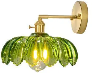 Gold Vanity Light Green Glass Bathroom Wall Sconce Brushed Brass Vanity Lamp Bathroom Light Fixtures with Flower Glass Shad Mid Century Vintage Wall Sconces for Over Mirror Bedroom Gold Vanity Light Green Glass Bathroom Wall Sconce Brushed Brass Vanity Lamp Bathroom Light Fixtures with Flower Glass Shad Mid Century Vintage Wall Sconces for Over Mirror Bedroom
