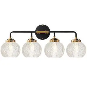 Bathroom Light fixtures 4-Lights Vanity Lights Over Mirror Mid Century Modern Wall Sconce Light with Clear Glass Globe Shade Vintage Black Gold Bath Wall Lamp for Living Room Cabinet Bathroom Light fixtures 4-Lights Vanity Lights Over Mirror Mid Century Modern Wall Sconce Light with Clear Glass Globe Shade Vintage Black Gold Bath Wall Lamp for Living Room Cabinet