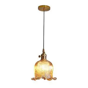 Gold Modern Pendant Light Mid Century Glass Hanging Lights with Flower Amber Glass Shade 1-Light Vintage Brass Pendant Lighting for Kitchen Island Bedroom Living Dining Room (Amber) Gold Modern Pendant Light Mid Century Glass Hanging Lights with Flower Amber Glass Shade 1-Light Vintage Brass Pendant Lighting for Kitchen Island Bedroom Living Dining Room (Amber)