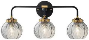 Black Bathroom Light Fixtures 3-Lights Vintage Vanity Wall Sconce Over Mirror with Ribbed Smoky Gray Globe Shade Mid Century Modern Lights Fixture Art Deco Farmhouse Vanity Lighting Black Bathroom Light Fixtures 3-Lights Vintage Vanity Wall Sconce Over Mirror with Ribbed Smoky Gray Globe Shade Mid Century Modern Lights Fixture Art Deco Farmhouse Vanity Lighting
