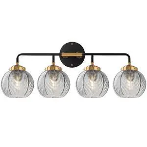 4-Light Bathroom Vanity Light Black Wall Light Sconces with Smoky Gray Glass Shade Mid Century Bathroom Wall Lights Fixtures Modern Vanity Lamp for Over Mirror Living Room Cabinet 4-Light Bathroom Vanity Light Black Wall Light Sconces with Smoky Gray Glass Shade Mid Century Bathroom Wall Lights Fixtures Modern Vanity Lamp for Over Mirror Living Room Cabinet