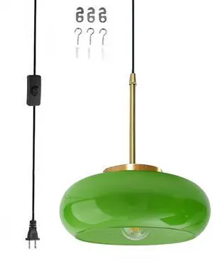 Glass Hanging Lamp Plug in Pendant Light Fixture Milk Green Shade Glass Globe Pendant Light Fixtures Gold Swag Lights with 14.7 ft Cord On/Off Switch mid Century Modern Hanging lamp Glass Hanging Lamp Plug in Pendant Light Fixture Milk Green Shade Glass Globe Pendant Light Fixtures Gold Swag Lights with 14.7 ft Cord On/Off Switch mid Century Modern Hanging lamp