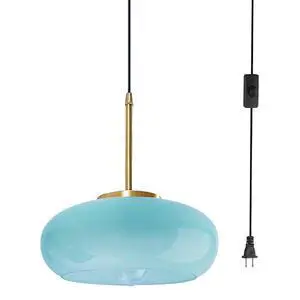 Glass Plug in Hanging Light Modern Vintage Pendant Lamp Milk Blue Glass Shade 1-Light Plug in Pendant Lights with 14.7 ft Cord Mid Century Swag Pendant Lighting for Kitchen Sink Corner Glass Plug in Hanging Light Modern Vintage Pendant Lamp Milk Blue Glass Shade 1-Light Plug in Pendant Lights with 14.7 ft Cord Mid Century Swag Pendant Lighting for Kitchen Sink Corner