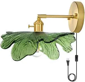 Glass Plug in Wall Sconces Green Bathroom Vanity Lamp Mid Century Modern Wall Light Flower Glass Shade Plug in Cold On/Off Switch Gold Swag Wall Light for Living Room Hallway Glass Plug in Wall Sconces Green Bathroom Vanity Lamp Mid Century Modern Wall Light Flower Glass Shade Plug in Cold On/Off Switch Gold Swag Wall Light for Living Room Hallway