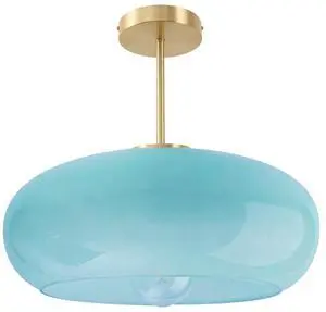 Blue Semi Mount Ceiling Light Fixtures Hallway 15.7Round Dome Shade | Gold Brass Ceiling Light Mid Century Modern,Thickened Glass Shade,D15.7*H13.38,E26 Base,Farmhouse,Hallway,Dining Bedroom Blue Semi Mount Ceiling Light Fixtures Hallway 15.7Round Dome Shade | Gold Brass Ceiling Light Mid Century Modern,Thickened Glass Shade,D15.7*H13.38,E26 Base,Farmhouse,Hallway,Dining Bedroom