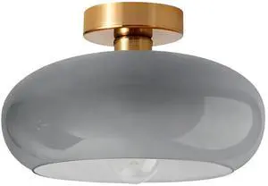 Mid Century Light Fixture Vintage Ceiling Light - Milk Glass Gray Shade Semi Flush Mount Ceiling Lights fixtures Gold Brass Flush Mount Lights for Entryway Foyer Hallway Hall Bedroom Mid Century Light Fixture Vintage Ceiling Light - Milk Glass Gray Shade Semi Flush Mount Ceiling Lights fixtures Gold Brass Flush Mount Lights for Entryway Foyer Hallway Hall Bedroom