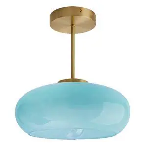 Semi Flush Mount Ceiling Light Blue Glass Ceiling Lights 11" Large Globe Shade Vintage Brushed Gold Brass Flush Mount Lamp Modern Close to Light Fixture for Hallway Bedroom Entrance Semi Flush Mount Ceiling Light Blue Glass Ceiling Lights 11" Large Globe Shade Vintage Brushed Gold Brass Flush Mount Lamp Modern Close to Light Fixture for Hallway Bedroom Entrance