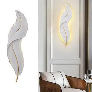 Modern Wall Lamp for Bedroom LED Wall Sconce Lighting with White Elegant Feather Design Fairy Tale Light Luxury Wall Lights for Dining Room Living Room Hallway Modern Wall Lamp for Bedroom LED Wall Sconce Lighting with White Elegant Feather Design Fairy Tale Light Luxury Wall Lights for Dining Room Living Room Hallway