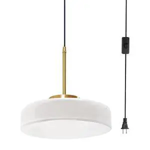 Mid Century Hanging Lamp Plug in White Pendant Lamp Dome Round Shade Glass Plug in Cord Pendant Light Fixtures Gold Nordic Modern Hnaging Lighting with Cord for Living Room Kitchen Mid Century Hanging Lamp Plug in White Pendant Lamp Dome Round Shade Glass Plug in Cord Pendant Light Fixtures Gold Nordic Modern Hnaging Lighting with Cord for Living Room Kitchen