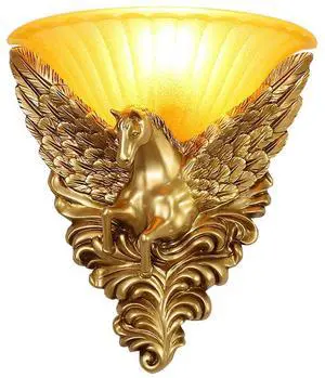 Retro Wall Sconce Lights - Creative Horse Accent European Vintage Wall Lamp with Frosted Glass Shade Gold Sconce Light Fixture Indoor Lighting Deco for Hallway Staircase Living Room Retro Wall Sconce Lights - Creative Horse Accent European Vintage Wall Lamp with Frosted Glass Shade Gold Sconce Light Fixture Indoor Lighting Deco for Hallway Staircase Living Room