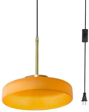 Modern Pendant Lamp Plug in Pendant Light Fixture Milk Glass Hanging Lamp Plug in Cord Hanging Lights with Orange Round Shade Vintage Gold Swag Lighting for Kitchen Island Bedroom Modern Pendant Lamp Plug in Pendant Light Fixture Milk Glass Hanging Lamp Plug in Cord Hanging Lights with Orange Round Shade Vintage Gold Swag Lighting for Kitchen Island Bedroom