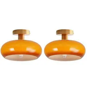 Gold Flush Mount Ceiling Light Orange Glass Flush Mount Lamp Mid Century Modern Ceiling Lights Fixture with Dome Glass Shade 11" Indoor Close to Lamp Hallway Bedroom Dining Room Kitchen Gold Flush Mount Ceiling Light Orange Glass Flush Mount Lamp Mid Century Modern Ceiling Lights Fixture with Dome Glass Shade 11" Indoor Close to Lamp Hallway Bedroom Dining Room Kitchen