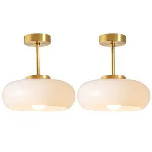 White Semi Flush Mount Ceiling Light 15 Mid Century Modern Ceiling Lights Gold Brass Hallway Light Fixture Kitchen Island Close to Lamp with Milk Glass Globe Shade Farmhouse Lighting White Semi Flush Mount Ceiling Light 15 Mid Century Modern Ceiling Lights Gold Brass Hallway Light Fixture Kitchen Island Close to Lamp with Milk Glass Globe Shade Farmhouse Lighting