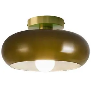 Dark Green Flush Mount Ceiling Light - 11" Dome Glass Shade Mid Century Modern Close to Ceiling Light Fixtures Vintage Gold Brass Finish for Hallway Bedroom Dining Room Kitchen Dark Green Flush Mount Ceiling Light - 11" Dome Glass Shade Mid Century Modern Close to Ceiling Light Fixtures Vintage Gold Brass Finish for Hallway Bedroom Dining Room Kitchen