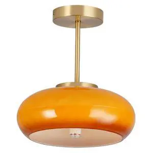 Milk Glass Flush Mount Ceiling Light mid Century Modern Ceiling Lights fixtures Dome Glass Shade Gold Brass Ceiling Light, Orange GlassCeiling Lamp for Hallway Dining Room Kitchen Milk Glass Flush Mount Ceiling Light mid Century Modern Ceiling Lights fixtures Dome Glass Shade Gold Brass Ceiling Light, Orange GlassCeiling Lamp for Hallway Dining Room Kitchen