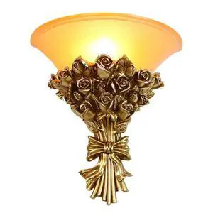 Vintage Wall Sconce Roses 1-Light Antique Gold Wall Sconce with Frosted Glass Shade, Unique Resin Golden Flower Style Mid Century Modern Wall Light for Living Room Hallway Bedroom Vintage Wall Sconce Roses 1-Light Antique Gold Wall Sconce with Frosted Glass Shade, Unique Resin Golden Flower Style Mid Century Modern Wall Light for Living Room Hallway Bedroom