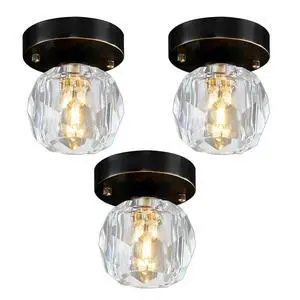 Crystal Flush Mount Lights Black Brass Ceiling Light Fixtures 3-Pack | Vintage Modern Close to Lamp Mini Small Clear Crystal Globe Shade 11cm/4.3Inch G9 Base for Bedroom Hallway Foyer Entrance Crystal Flush Mount Lights Black Brass Ceiling Light Fixtures 3-Pack | Vintage Modern Close to Lamp Mini Small Clear Crystal Globe Shade 11cm/4.3Inch G9 Base for Bedroom Hallway Foyer Entrance