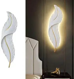 Modern Wall Mount Light LED Wall Sconce Lighting White Elegant Feather Design 3000k-6000k LED Wall Lamp for Bedroom Living Room Hallway (1-Pack) Modern Wall Mount Light LED Wall Sconce Lighting White Elegant Feather Design 3000k-6000k LED Wall Lamp for Bedroom Living Room Hallway (1-Pack)