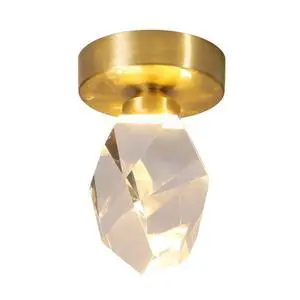 Modern Flush Mount Ceiling Light Fixtures Crystal Glass Round Ceiling Lamp 1-Light with Diamond Crystal Shade Mini Gold Brass Semi Flush Mount Chandelier Light for Bedroom Hallway (B) Modern Flush Mount Ceiling Light Fixtures Crystal Glass Round Ceiling Lamp 1-Light with Diamond Crystal Shade Mini Gold Brass Semi Flush Mount Chandelier Light for Bedroom Hallway (B)