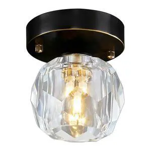 Crystal Flush Mount Ceiling Light Black Brass Ceiling Light Fixture | Mid century Modern Style Mini Ceiling Light with 4.3inch Crystal Globe Lamp Shade for Bedroom Hallway Dining room Foyer Crystal Flush Mount Ceiling Light Black Brass Ceiling Light Fixture | Mid century Modern Style Mini Ceiling Light with 4.3inch Crystal Globe Lamp Shade for Bedroom Hallway Dining room Foyer