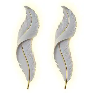 Modern Wall Mount Light LED Wall Sconce Lighting White Elegant Feather Design 3000k-6000k LED Wall Lamp for Bedroom Living Room Hallway (2-Pack) Modern Wall Mount Light LED Wall Sconce Lighting White Elegant Feather Design 3000k-6000k LED Wall Lamp for Bedroom Living Room Hallway (2-Pack)