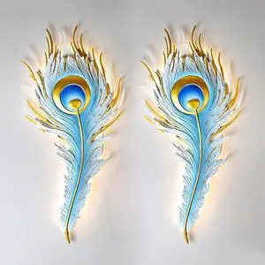 LED Dimmable Wall Sconce Mid Century Modern Wall Lights Fixtures Blue Peacock Feather Design 3000K-6000K 23W LED Unique Wall Lamp for Bedroom Hallway Bathroom Dining Living Room LED Dimmable Wall Sconce Mid Century Modern Wall Lights Fixtures Blue Peacock Feather Design 3000K-6000K 23W LED Unique Wall Lamp for Bedroom Hallway Bathroom Dining Living Room