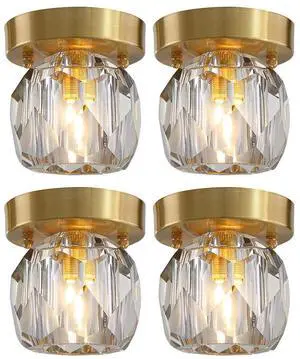 Crystal Flush Mount Ceiling Light Gold Modern Glass Ceiling Light Fixture with Diamond Crystal Shade Vintage Close to Ceiling Lights for Bedroom Hallway Kitchen Entryway Crystal Flush Mount Ceiling Light Gold Modern Glass Ceiling Light Fixture with Diamond Crystal Shade Vintage Close to Ceiling Lights for Bedroom Hallway Kitchen Entryway