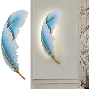 LED Wall Sconce Mid Century Wall Lights Fixtures Modern Dimmable Wall Sconces with Left Blue Feather Design 3000K-6000K Unique Wall Lamp for Bedroom Hallway Bathroom Living Room LED Wall Sconce Mid Century Wall Lights Fixtures Modern Dimmable Wall Sconces with Left Blue Feather Design 3000K-6000K Unique Wall Lamp for Bedroom Hallway Bathroom Living Room