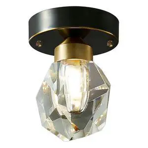 Small Ceiling Light Fixture Crystal Flush Mount Ceiling Lights Modern Light Luxury Hallway Lighting with Clear Crystal Shade Black Brass Base Mini Semi Mount Lights Fixtures Bedroom Small Ceiling Light Fixture Crystal Flush Mount Ceiling Lights Modern Light Luxury Hallway Lighting with Clear Crystal Shade Black Brass Base Mini Semi Mount Lights Fixtures Bedroom
