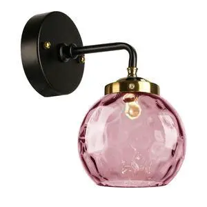 1-Lamp Pink Bathroom Lighting Fixture Over Mirror Mid Century Sconce | 15cm/5.9Inch Hammer Glass Globe Shade Modern Vanity Light Fixture Black Gold Finish Over Mirror Hallway Living Room Stairwell 1-Lamp Pink Bathroom Lighting Fixture Over Mirror Mid Century Sconce | 15cm/5.9Inch Hammer Glass Globe Shade Modern Vanity Light Fixture Black Gold Finish Over Mirror Hallway Living Room Stairwell