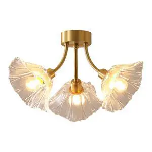 Gold Brass Flush Mount Ceiling Lights Fixture Clear Glass 3-Light Close to Ceiling Light Flower Glass Shape Shade Mid Century Chandelier Lighting for Bedroom Living Room Dining Room Gold Brass Flush Mount Ceiling Lights Fixture Clear Glass 3-Light Close to Ceiling Light Flower Glass Shape Shade Mid Century Chandelier Lighting for Bedroom Living Room Dining Room