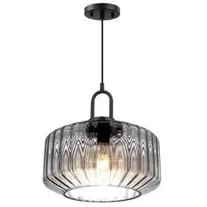 Gray Pendant Light Fixture Large Glass Pendant Light Fixture Vintage Industrial Ceiling Hanging Lights 11" Striped Wave Shade Black Metal Ceiling Hanging Lighting Farmhouse Kitchen Gray Pendant Light Fixture Large Glass Pendant Light Fixture Vintage Industrial Ceiling Hanging Lights 11" Striped Wave Shade Black Metal Ceiling Hanging Lighting Farmhouse Kitchen