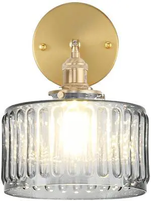 Glass Wall Mount Light Gray GlassShade Vintage Bathroom Lamp Fixture | Mid Century Art Deco Gold Brass Swing arm D6.7 Round Stripe Glass Shade E26 Base for Over Mirror Bedroom Farmhouse Hallway Glass Wall Mount Light Gray GlassShade Vintage Bathroom Lamp Fixture | Mid Century Art Deco Gold Brass Swing arm D6.7 Round Stripe Glass Shade E26 Base for Over Mirror Bedroom Farmhouse Hallway