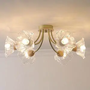 Gold Brass Flush Mount Ceiling Lights Fixture 6-Light Mid Century Modern Ceiling Light with Clear Glass Flower Shape Shade Sputnik Ceiling Lighting for Bedroom Living Dining Room Gold Brass Flush Mount Ceiling Lights Fixture 6-Light Mid Century Modern Ceiling Light with Clear Glass Flower Shape Shade Sputnik Ceiling Lighting for Bedroom Living Dining Room