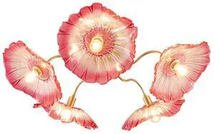 Pink Flower Glass Ceiling Light Fixture Gold Brass Chandelier 5 Lamp | Mid Century Modern Chandelier 32.68 Flower Shape Brushed Gold Flush Mount Lights E26 Base Bedroom Living Room Dining Room Pink Flower Glass Ceiling Light Fixture Gold Brass Chandelier 5 Lamp | Mid Century Modern Chandelier 32.68 Flower Shape Brushed Gold Flush Mount Lights E26 Base Bedroom Living Room Dining Room