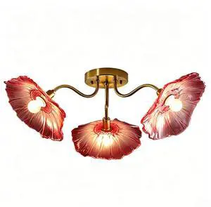 Pink Flower Chandelier 3-Lights Mid Century Modern Ceiling Light Glass Close to Ceiling Light Fixtures Sputnik Flush Mount Chandeliers Gold Brass Chandelier for Dining Living Room Pink Flower Chandelier 3-Lights Mid Century Modern Ceiling Light Glass Close to Ceiling Light Fixtures Sputnik Flush Mount Chandeliers Gold Brass Chandelier for Dining Living Room