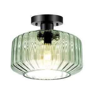 Mid Century Ceiling Light Fixture Modern Large Glass Close to Ceiling Lighting with Striped Globe Shade Light Green Flush Mount Lights Black Finish Overhead Lamp for Bedroom Hallway Mid Century Ceiling Light Fixture Modern Large Glass Close to Ceiling Lighting with Striped Globe Shade Light Green Flush Mount Lights Black Finish Overhead Lamp for Bedroom Hallway