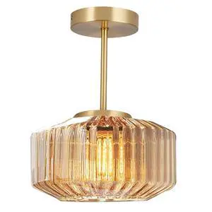 Gold Brass Ceiling Light Mid Century Modern Ceiling Light Fixtures with Amber Striped Glass Shade Glass Globe Ceiling Lamp Hallway Semi Flush Mount Lamp Dining Room LightFixture Gold Brass Ceiling Light Mid Century Modern Ceiling Light Fixtures with Amber Striped Glass Shade Glass Globe Ceiling Lamp Hallway Semi Flush Mount Lamp Dining Room LightFixture