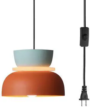 Plug in Ceiling Pendant Light Macaron Pendant Lights with 14.7 ft Plug-in Cord On/Off Switch, Nordic Modern Light Fixture Barn Shade Colorful Chandelier for Kitchen Island (Blue/Orange) Plug in Ceiling Pendant Light Macaron Pendant Lights with 14.7 ft Plug-in Cord On/Off Switch, Nordic Modern Light Fixture Barn Shade Colorful Chandelier for Kitchen Island (Blue/Orange)