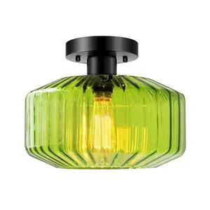 Mid Century Flush Mount Ceiling Lights Green Glass Ceiling Light with Striped Glass Globe Shade Vintage Modern Semi Flush Mount Ceiling Light Green Light Fixture for Hallway Mid Century Flush Mount Ceiling Lights Green Glass Ceiling Light with Striped Glass Globe Shade Vintage Modern Semi Flush Mount Ceiling Light Green Light Fixture for Hallway