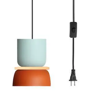 Macaron Ceiling Light with 14.7ft Plug-in Cord Plug in Pendant Light | Nordic Modern Hanging Light Fixture with cord On/Off Switch Colorful Barn Blue Orange Shade for Kitchen Island Dining room Macaron Ceiling Light with 14.7ft Plug-in Cord Plug in Pendant Light | Nordic Modern Hanging Light Fixture with cord On/Off Switch Colorful Barn Blue Orange Shade for Kitchen Island Dining room