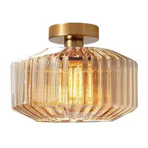 Vintage Flush Mount Ceiling Light, Gold Brass Hallway Light Fixture, Amber Striped Glass Flush Mount Light Fixtures,Large Glass Globe Ceiling Lamp for Entrance Bedroom Dining Room Vintage Flush Mount Ceiling Light, Gold Brass Hallway Light Fixture, Amber Striped Glass Flush Mount Light Fixtures,Large Glass Globe Ceiling Lamp for Entrance Bedroom Dining Room